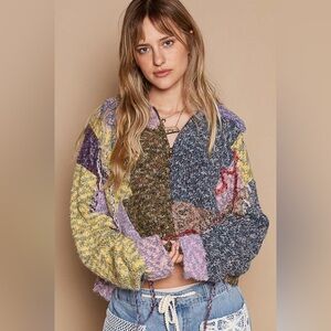 🎉 POL “Wanderlust” Multi Knit Zip Up Sweater Womens Medium